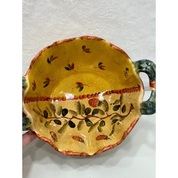 Vtg Hand Painted Multicolor Fruit 1970's Made In Italy Ceramic Serving Bowl - Picture 3 of 10